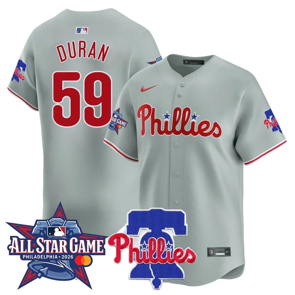 Men's Philadelphia Phillies #59 Jhoan Duran Gray 2026 MLB All-Star Jersey Men's Philadelphia Phillies #59 Jhoan Duran Gray 2026 MLB All-Star Jersey