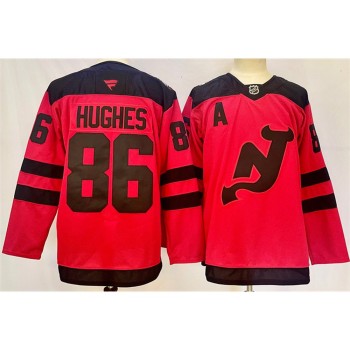 Men's New Jersey Devils #86 Jack Hughes Red 2024-25 With A Patch Stitched Hockey Premium Jersey Men's New Jersey Devils #86 Jack Hughes Red 2024-25 With A Patch Stitched Hockey Premium Jersey