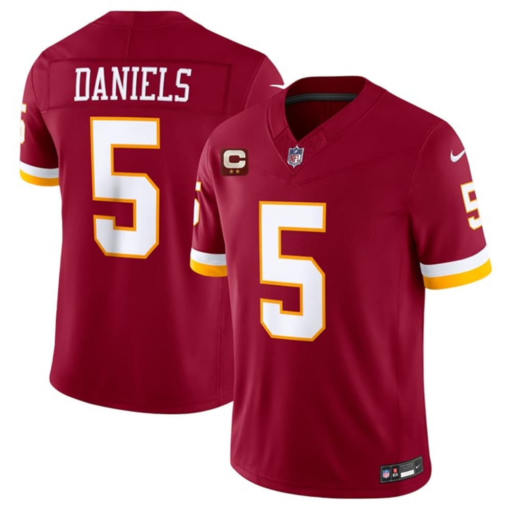 Men's Washington Commanders #5 Jayden Daniels Burgundy With 2-Star C Patch Vapor F.U.S.E. Limited Jersey