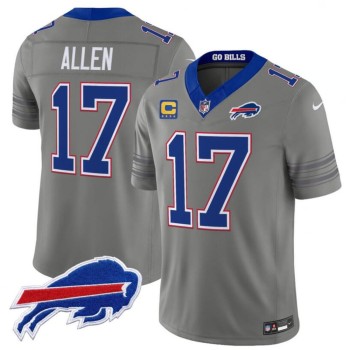 Men's Buffalo Bills #17 Josh Allen Gray 2026 Nickel City With 4-Star C Patch Vapor F.U.S.E. Limited Jersey