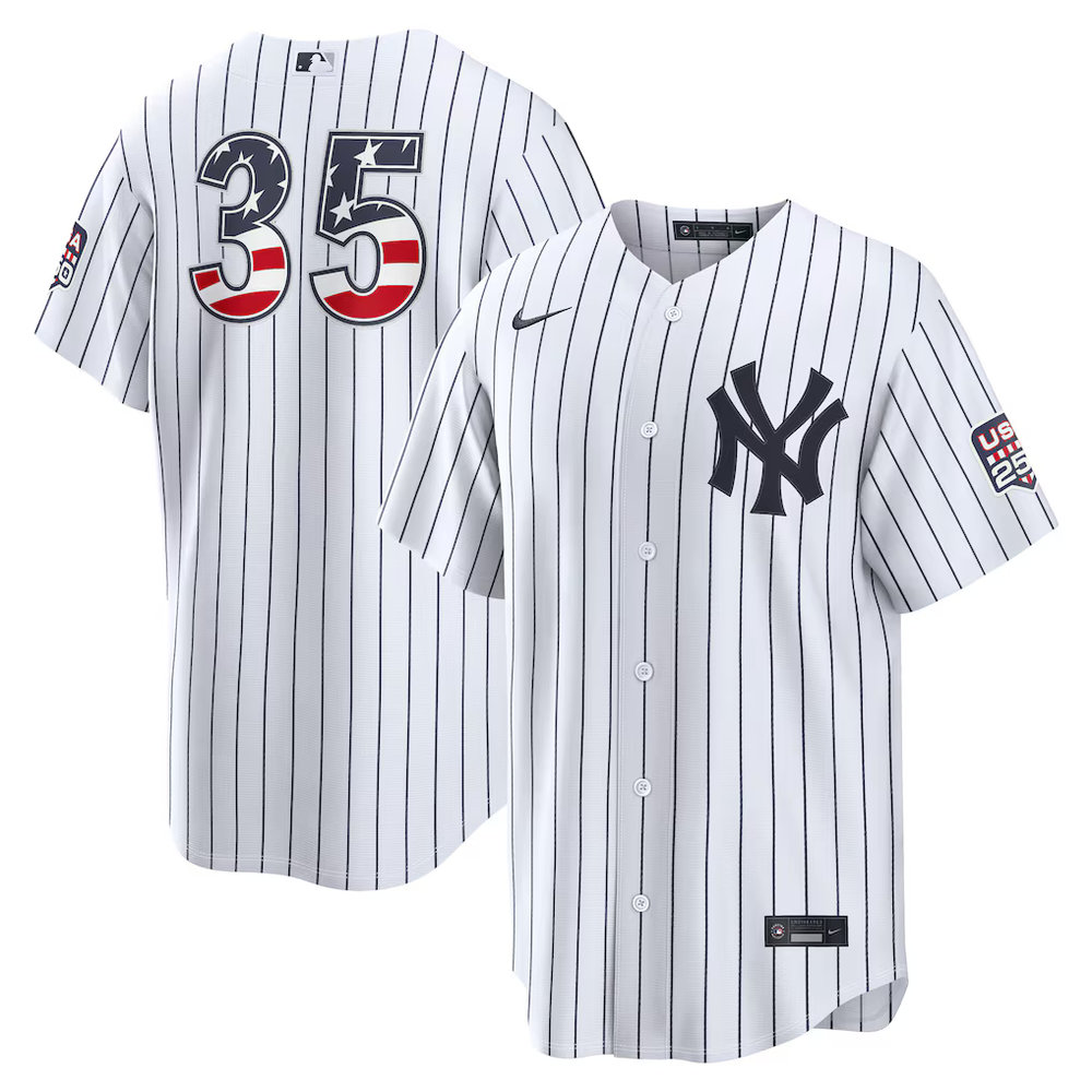 Youth New York Yankees #35 Cody Bellinger Nike White USA 250 Fourth of July Home Stadium Jersey