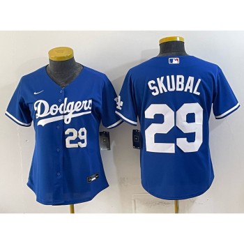 Women's Los Angeles Dodgers #29 Tarik Skubal Royal Cool Base Stitched Baseball Jersey