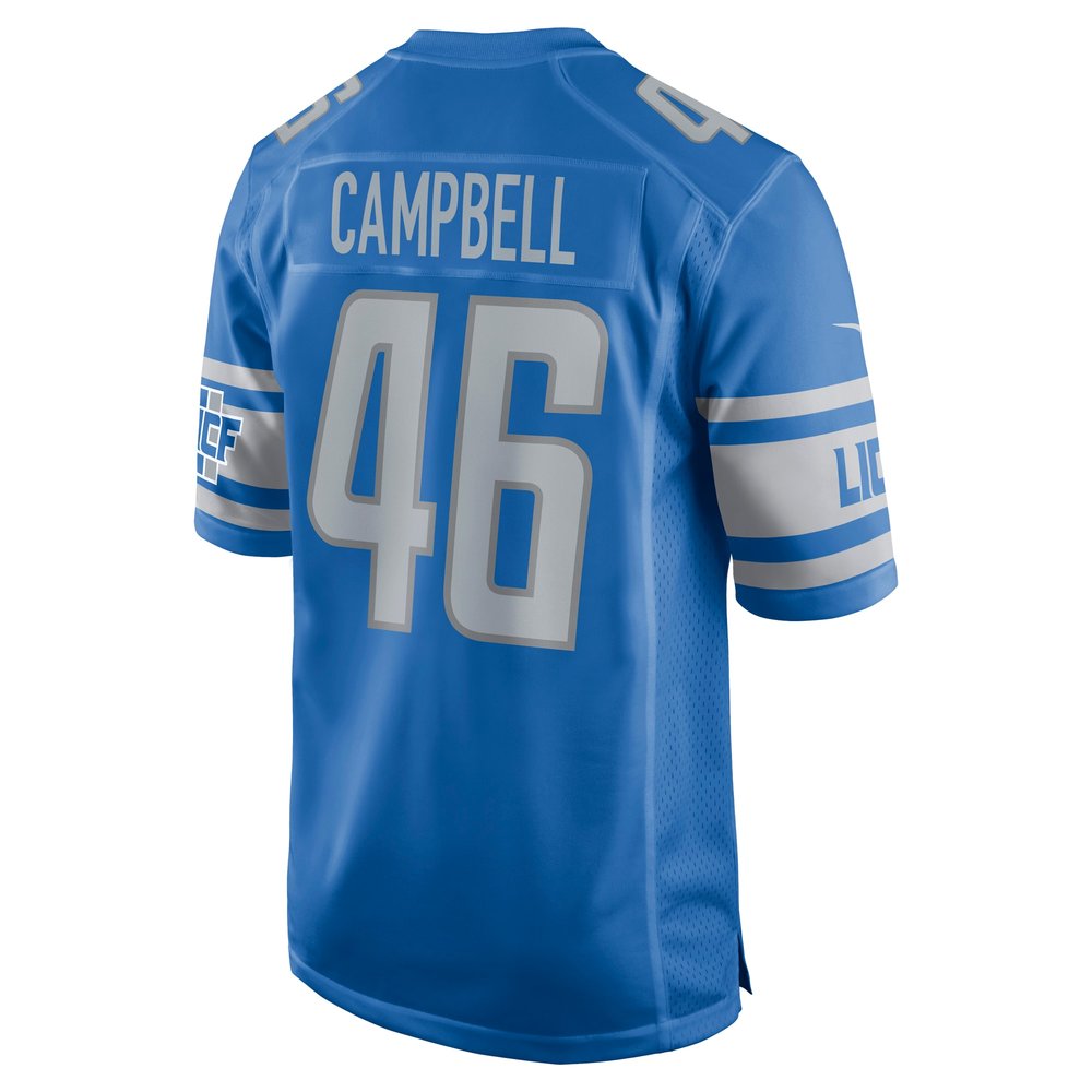 Men's Detroit Lions Jack Campbell Blue 2023 NFL Draft First Round Pick Game Jersey