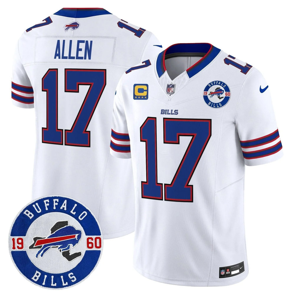 Youth Buffalo Bills #17 Josh Allen White Est. 1960 Patch Vapor F.U.S.E. Limited Jersey
