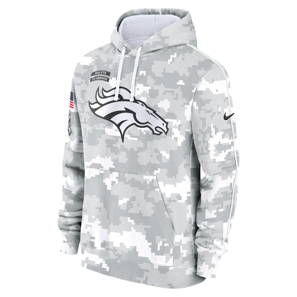 Youth Denver Broncos White/Gray 2024 Salute To Service Pullover Hoodie