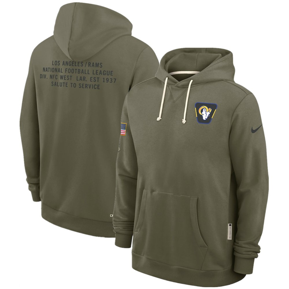 Men's Los Angeles Rams Olive 2025 Salute to Service Pullover Hoodie Men's Los Angeles Rams Olive 2025 Salute to Service Pullover Hoodie