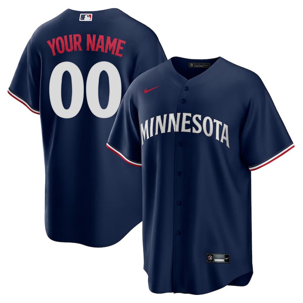 Youth Minnesota Twins Navy Alternate Replica Custom Jersey