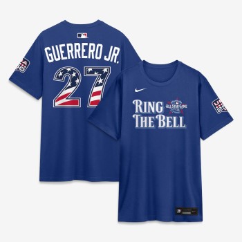 Men's American League #27 Vladimir Guerrero Jr. Nike Rush Blue 2026 All-Star Game Name & Number T-Shirt Men's American League #27 Vladimir Guerrero Jr. Nike Rush Blue 2026 All-Star Game Name & Number T-Shirt