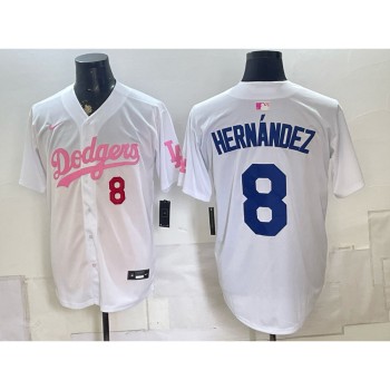 Youth Los Angeles Dodgers #8 Enrique Hernandez White Cool Base Stitched Baseball Jersey