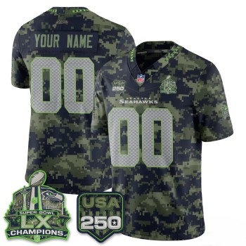 Youth Seattle Seahawks Camo 2026 Salute to Service Edition Vapor F.U.S.E. Limited Custom Jersey
