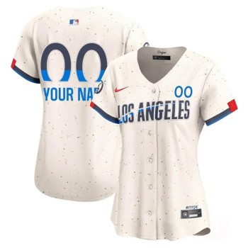 Women's Los Angeles Dodgers Cream 2024 City Connect Limited Custom Jersey Women's Los Angeles Dodgers Cream 2024 City Connect Limited Custom Jersey