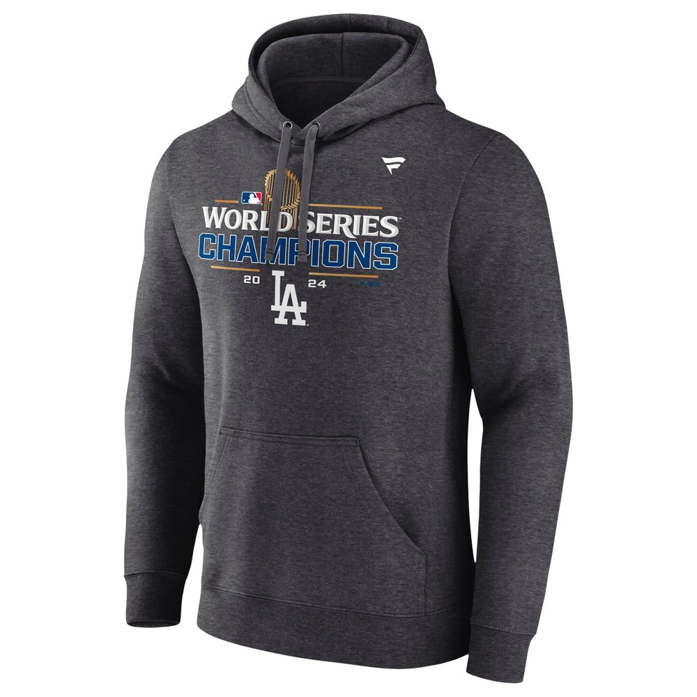 Men's Los Angeles Dodgers Heather Charcoal 2024 World Series Champions Hoodie