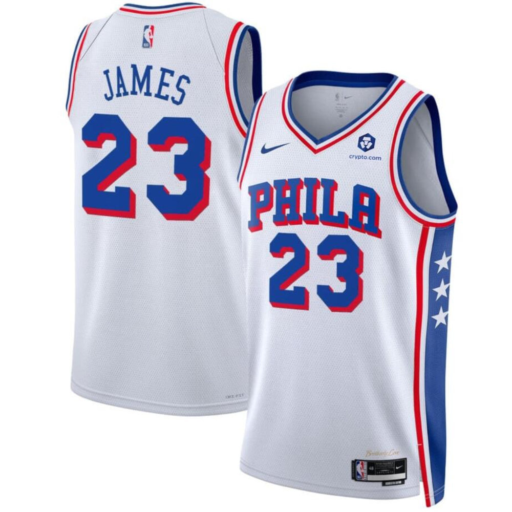Women's Philadelphia 76ers #23 LeBron James White 2026 Association Edition With Patch Jersey