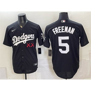 Men's Los Angeles Dodgers x KAWS #5 Freddie Freeman Black Vapor Premier Limited Baseball Jersey
