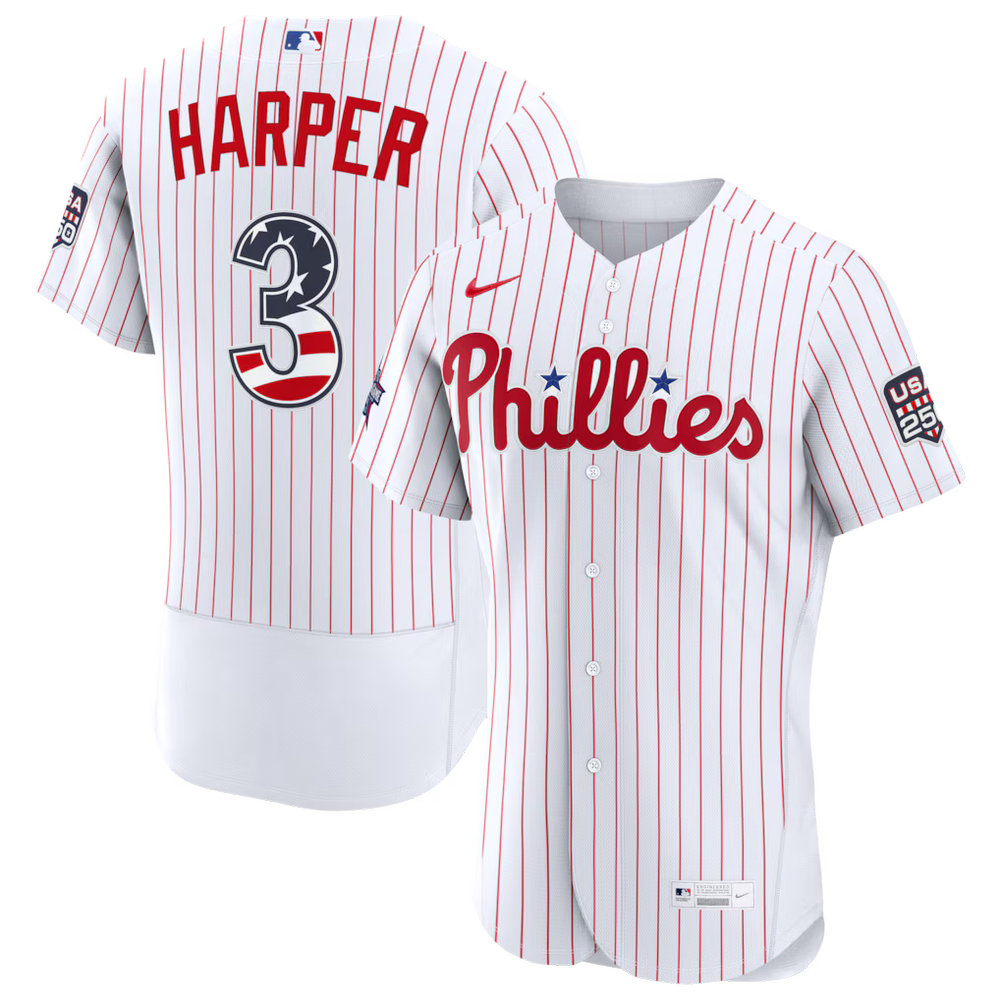 Youth Philadelphia Phillies #3 Bryce Harper Nike White 2026 All-Star Edition Stars & Stripes Authentic Jersey