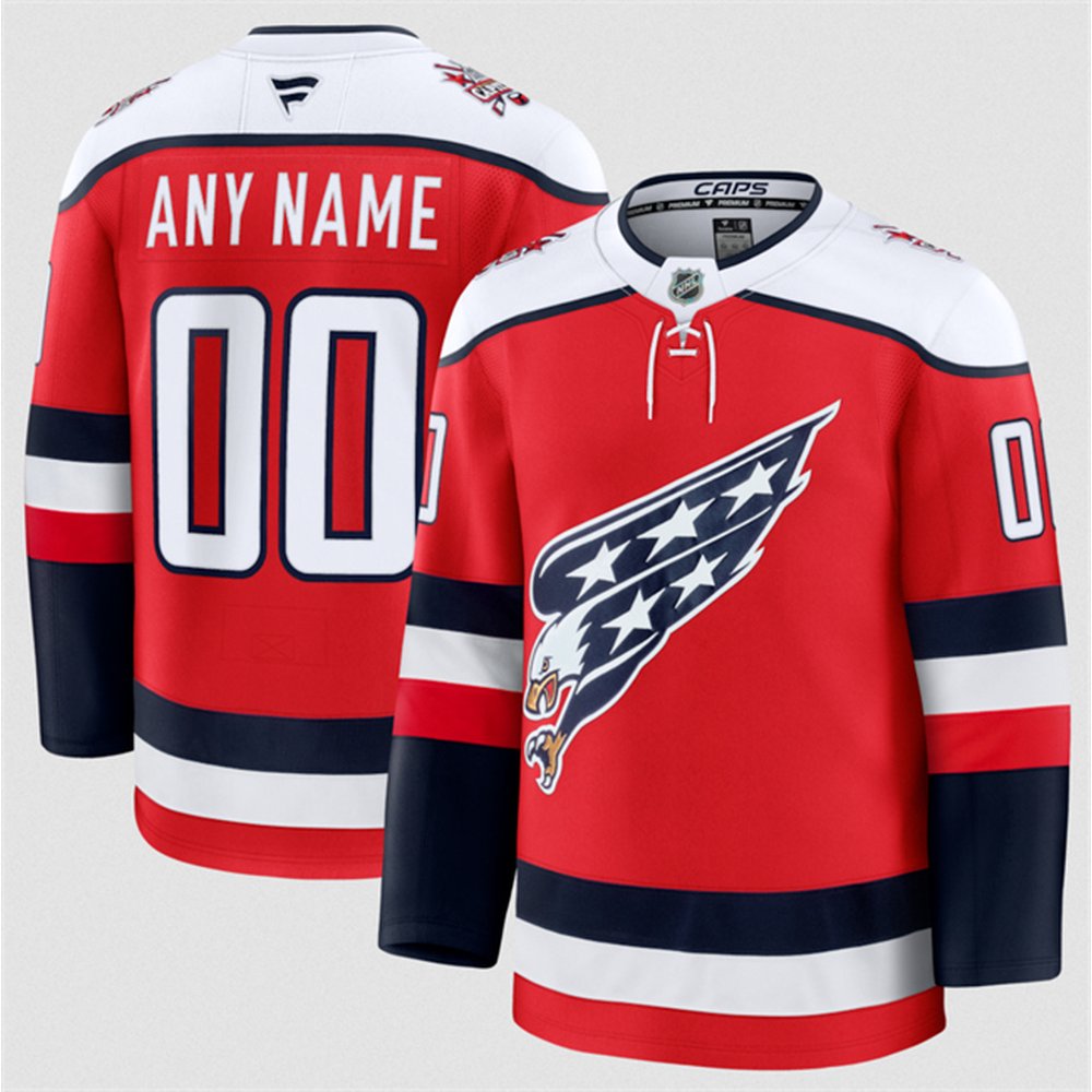 Men's Washington Capitals Custom Red 2025-26 Alternate Stitched Hockey Premium Jersey Men's Washington Capitals Custom Red 2025-26 Alternate Stitched Hockey Premium Jersey
