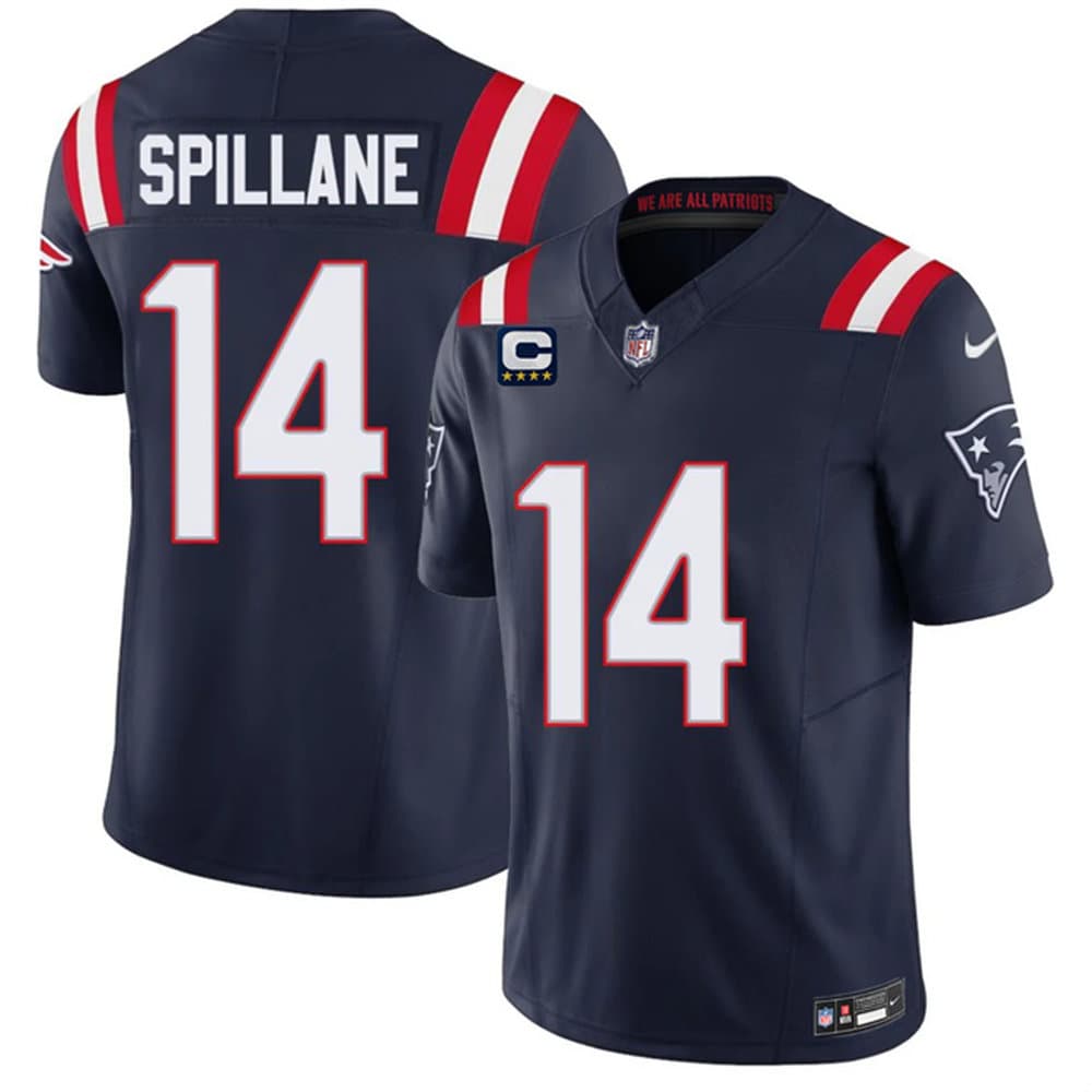 Men's New England Patriots #14 Robert Spillane Navy 2026 4-Star C Pach Vapor F.U.S.E. Limited Jersey Men's New England Patriots #14 Robert Spillane Navy 2026 4-Star C Pach Vapor F.U.S.E. Limited Jersey