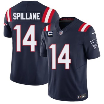 Men's New England Patriots #14 Robert Spillane Navy 2026 4-Star C Pach Vapor F.U.S.E. Limited Jersey Men's New England Patriots #14 Robert Spillane Navy 2026 4-Star C Pach Vapor F.U.S.E. Limited Jersey