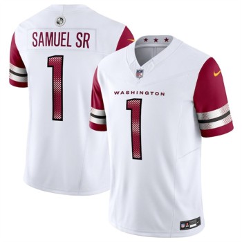 Men's Washington Commanders #1 Deebo Samuel Sr White 2025 F.U.S.E Vapor Limited Stitched Football Jersey Men's Washington Commanders #1 Deebo Samuel Sr White 2025 F.U.S.E Vapor Limited Stitched Football Jersey