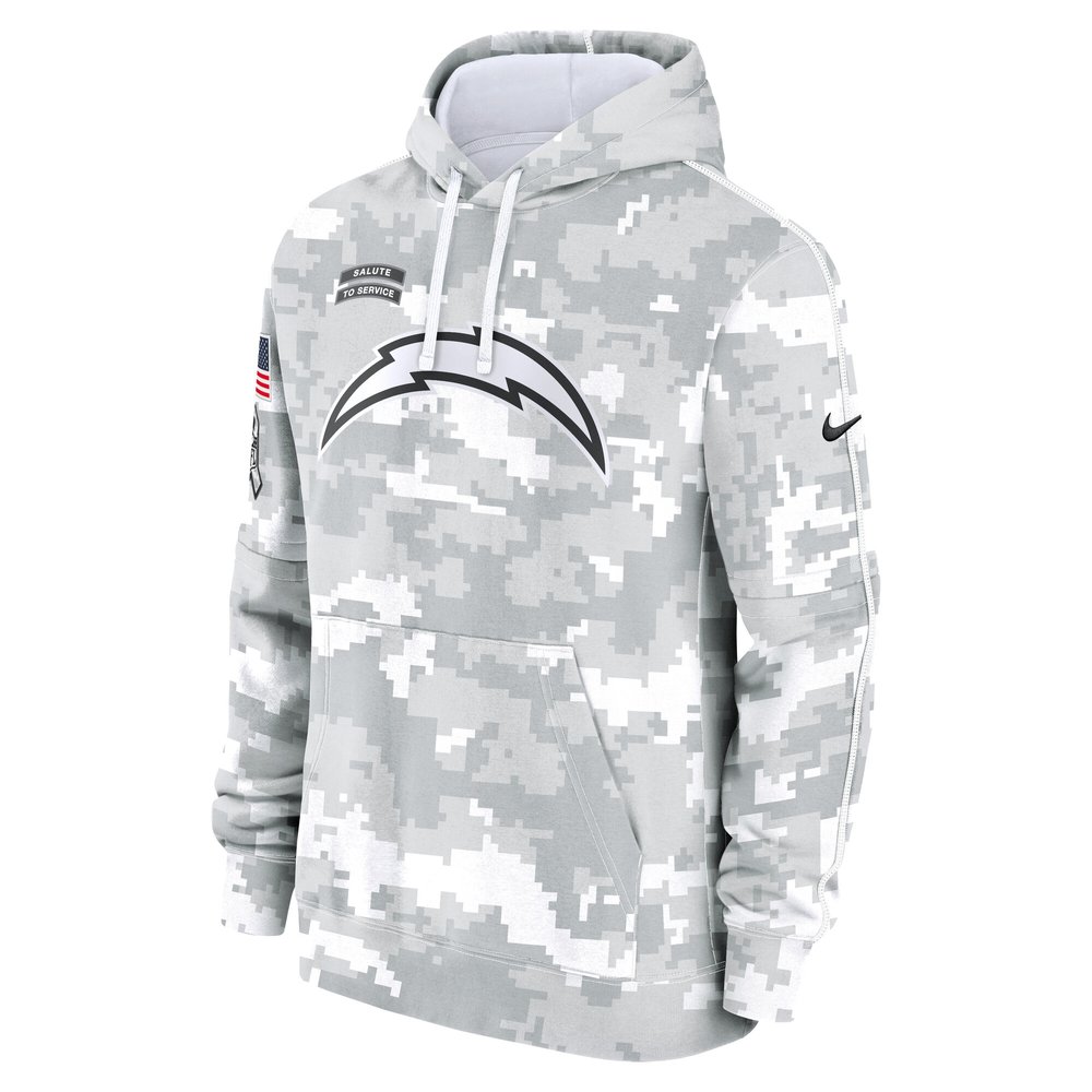 Men's Los Angeles Chargers Arctic Camo 2024 Salute to Service Club Fleece Pullover Hoodie