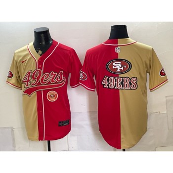 Men's San Francisco 49ers Red Split Cool Base Stitched Baseball Jersey Men's San Francisco 49ers Red Split Cool Base Stitched Baseball Jersey