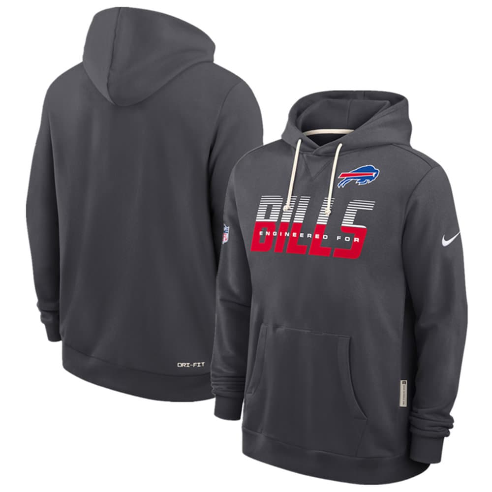 Men's Buffalo Bills Charcoal Sideline Standard Issue Top Prospect Dri-FIT Hoodie