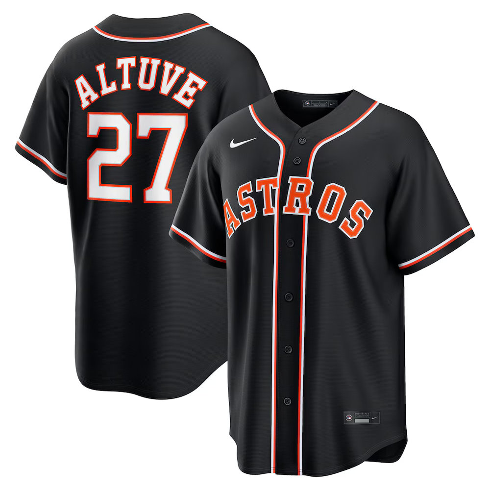 Men's Houston Astros #27 Jose Altuve Fashion Replica Black Out Jersey