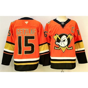Men's Anaheim Ducks #15 Ryan Getzlaf Orange/Black 2024-25 With C Patch Stitched Premium Jersey