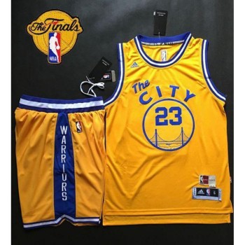 Warriors #23 Draymond Green Gold Throwback The City A Set The Finals Patch Stitched NBA Jersey