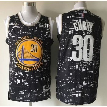 Warriors #30 Stephen Curry Black City Light Stitched NBA Jersey
