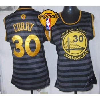 Warriors #30 Stephen Curry Black/Grey The Finals Patch Women's Groove Stitched NBA Jersey