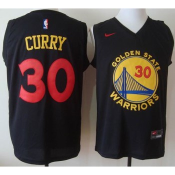 Warriors #30 Stephen Curry Black New Fashion Stitched NBA Jersey