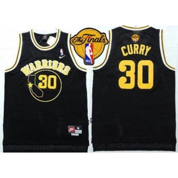 Warriors #30 Stephen Curry Black Throwback The Finals Patch Stitched NBA Jersey