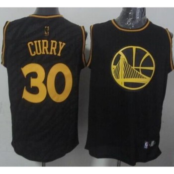 Warriors #30 Stephen Curry Black Precious Metals Fashion Stitched NBA Jersey