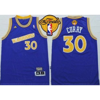 Warriors #30 Stephen Curry Blue Throwback The Finals Patch Stitched NBA Jersey