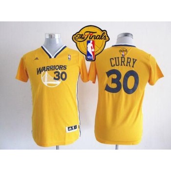 Warriors #30 Stephen Curry Gold Alternate The Finals Patch Stitched Youth NBA Jersey