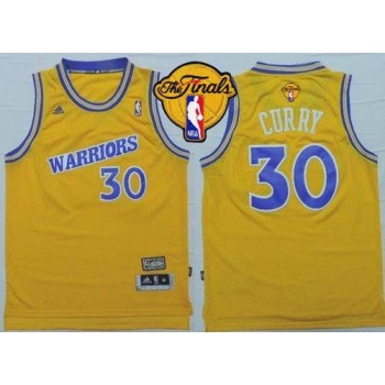 Warriors #30 Stephen Curry Gold Throwback The Finals Patch Stitched NBA Jersey