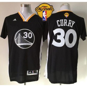 Warriors #30 Stephen Curry New Black Alternate The Finals Patch Stitched NBA Jersey