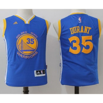 Warriors #35 Kevin Durant Blue Stitched Youth NBA Jersey