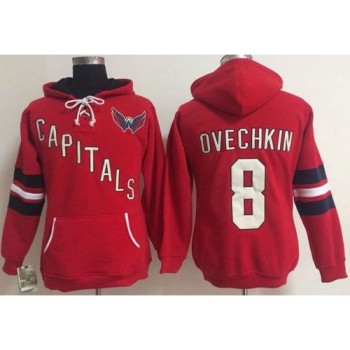 Washington Capitals #8 Alex Ovechkin Red Women's Old Time Heidi NHL Hoodie Washington Capitals #8 Alex Ovechkin Red Women's Old Time Heidi NHL Hoodie