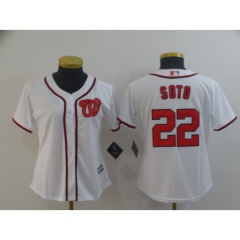 Washington Nationals #22 Juan Soto White Stitched MLB Jersey(Run Small) Washington Nationals #22 Juan Soto White Stitched MLB Jersey(Run Small)