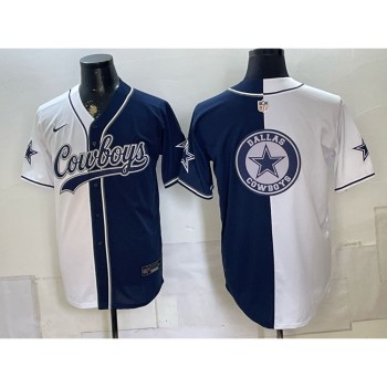 Youth Dallas Cowboys Navy Split Cool Base Stitched Baseball Jersey