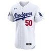 Men's Los Angeles Dodgers #50 Mookie Betts White 2024 World Series Champions Home Elite Player Jersey