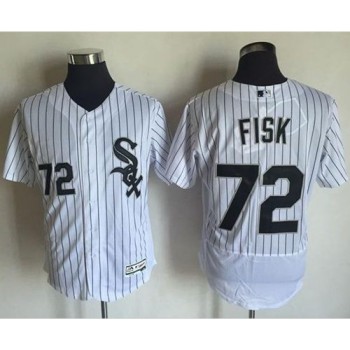 White Sox #72 Carlton Fisk White(Black Strip) Flexbase Authentic Collection Stitched MLB Jersey White Sox #72 Carlton Fisk White(Black Strip) Flexbase Authentic Collection Stitched MLB Jersey