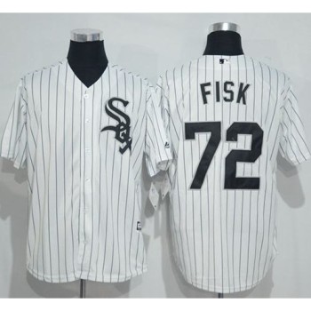 White Sox #72 Carlton Fisk White(Black Strip) New Cool Base Stitched MLB Jersey White Sox #72 Carlton Fisk White(Black Strip) New Cool Base Stitched MLB Jersey