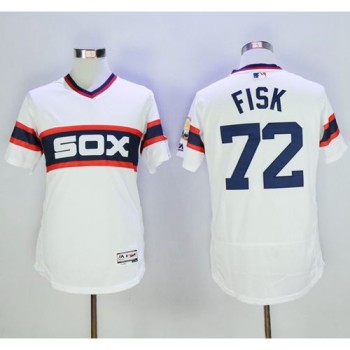 White Sox #72 Carlton Fisk White Flexbase Authentic Collection Alternate Home Stitched MLB Jersey White Sox #72 Carlton Fisk White Flexbase Authentic Collection Alternate Home Stitched MLB Jersey