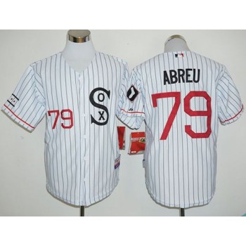 White Sox #79 Jose Abreu White(Black Strip) Cooperstown Stitched MLB Jersey White Sox #79 Jose Abreu White(Black Strip) Cooperstown Stitched MLB Jersey
