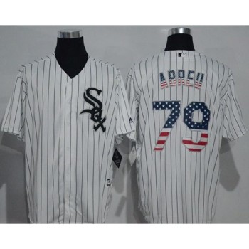 White Sox #79 Jose Abreu White(Black Strip) USA Flag Fashion Stitched MLB Jersey