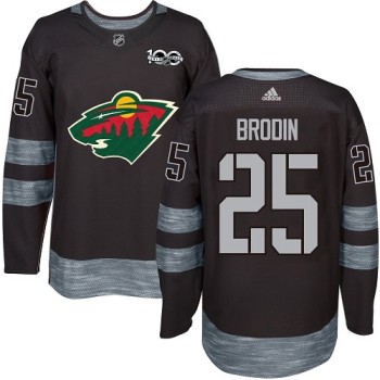Wild #25 Jonas Brodin Black 1917-2017 100th Anniversary Stitched NHL Jersey Wild #25 Jonas Brodin Black 1917-2017 100th Anniversary Stitched NHL Jersey