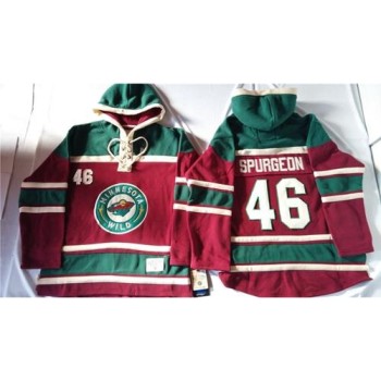 Wild #46 Jared Spurgeon Red Sawyer Hooded Sweatshirt Stitched NHL Jersey Wild #46 Jared Spurgeon Red Sawyer Hooded Sweatshirt Stitched NHL Jersey